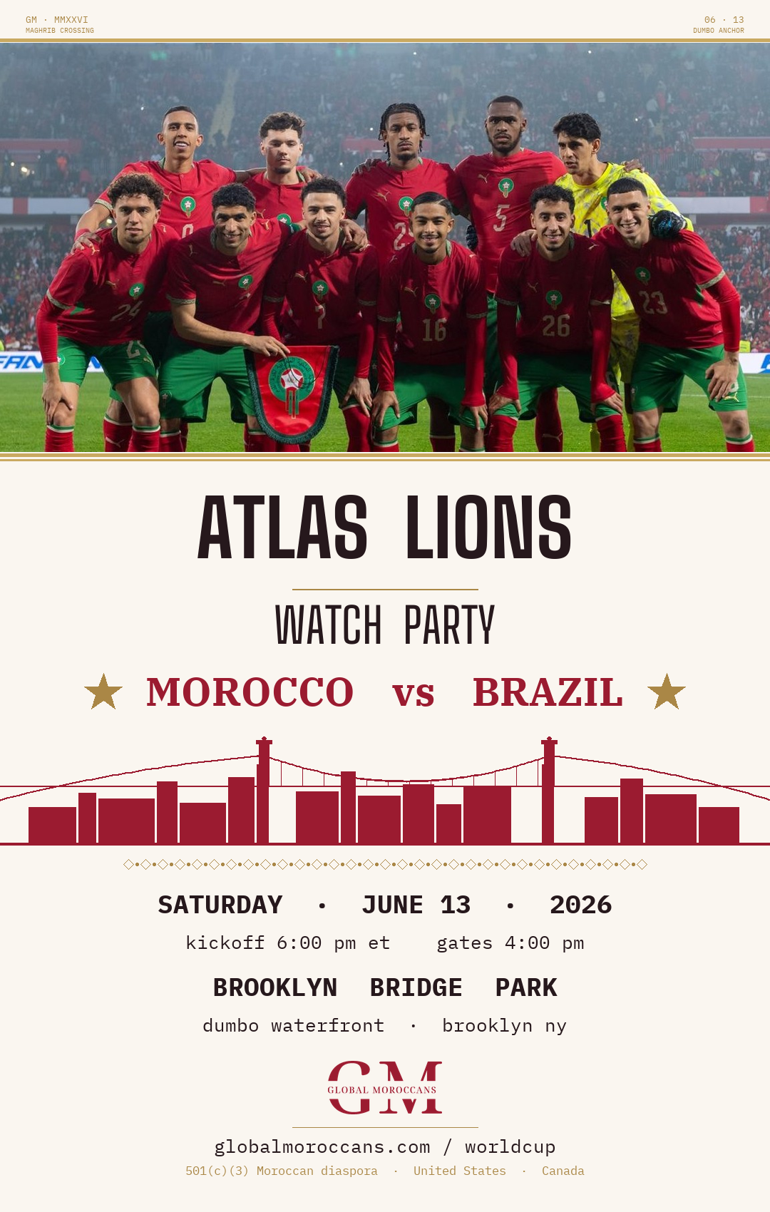 World Cup 2026 Opener · DUMBO Waterfront · Free · Together